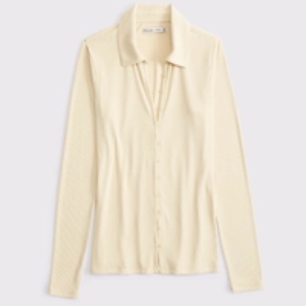 Abercrombie & Fitch Yellow Powdered Rib Button-Through Top